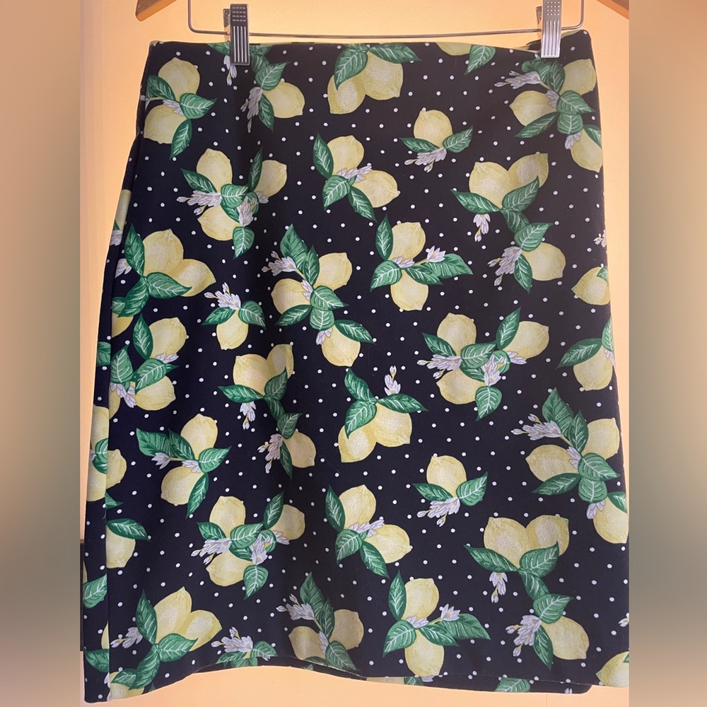 Talbots A-Line Skirt with Lemon and polkadot
